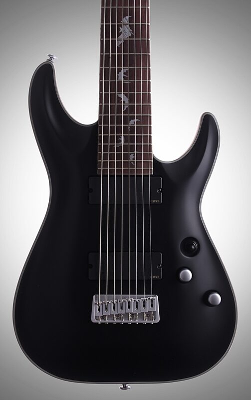 Schecter Damien Platinum 8 Electric Guitar, 8-String, Satin Black, Blemished, Body Straight Front