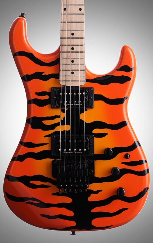 Kramer Pacer Vintage Electric Guitar with Floyd Rose, Tiger Finish, Custom Graphics, Body Straight Front