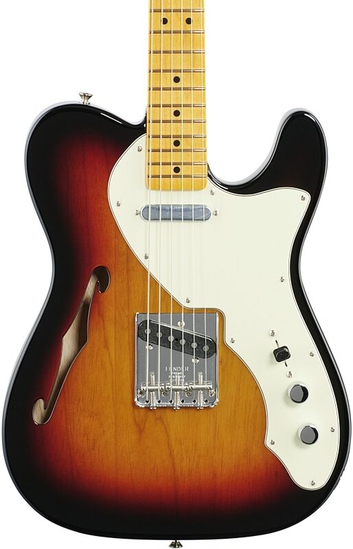 Fender American Original '60s Telecaster Thinline Electric Guitar, Maple Fingerboard (with Case), 3-Color Sunburst, Body Straight Front