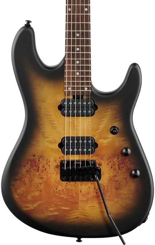 Sterling by Music Man Jason Richardson 6 Cutlass Electric Guitar (with Gig Bag), Natural Poplar Burl, Body Straight Front