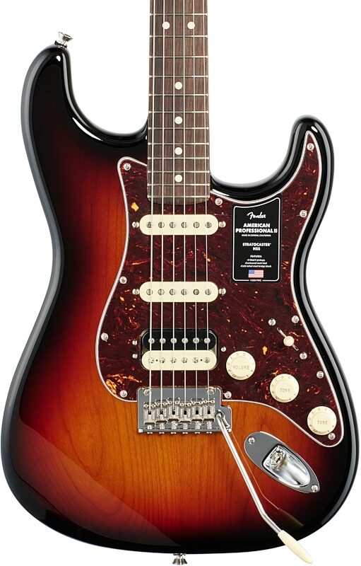 Fender American Pro II HSS Stratocaster Electric Guitar, Rosewood Fingerboard (with Case), 3-Color Sunburst, Body Straight Front