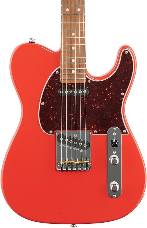 G&L Fullerton Deluxe ASAT Classic Electric Guitar (with Gig Bag), Fullerton Red, Body Straight Front