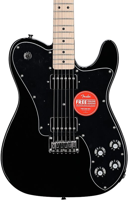 Squier Affinity Telecaster Deluxe Electric Guitar, with Maple Fingerboard, Black, Body Straight Front