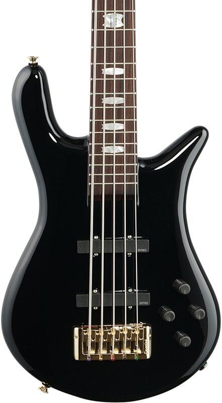 Spector Euro5 Classic Bass Guitar (with Bag), Solid Black Gloss, Body Straight Front