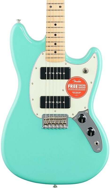 Fender Player Mustang 90 Electric Guitar, with Maple Fingerboard, Seafoam Green, Body Straight Front