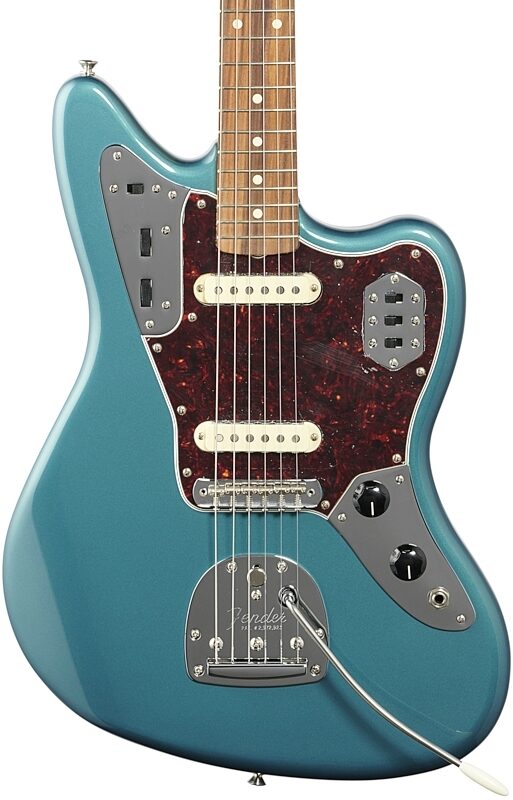 Fender Vintera '60s Jaguar Electric Guitar, Pau Ferro Fingerboard (with Gig Bag), Ocean Turquoise, Body Straight Front