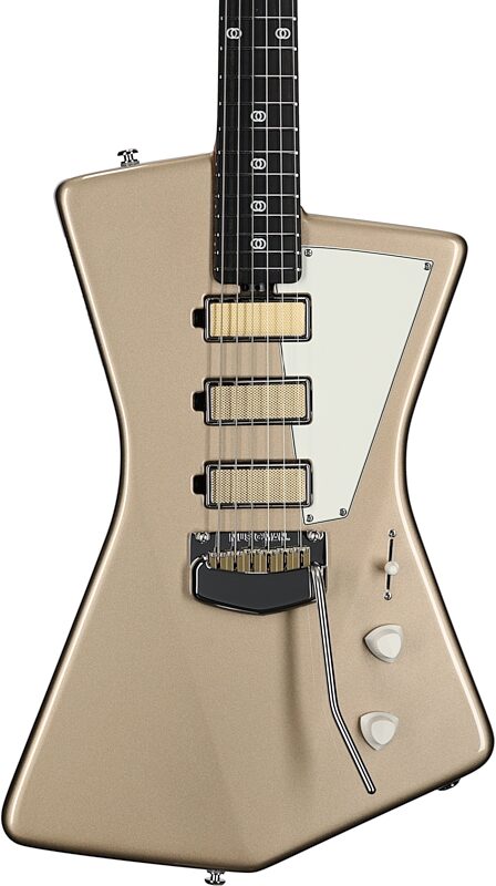 Ernie Ball Music Man St. Vincent Goldie Electric Guitar (with Case), Cashmere, Body Straight Front