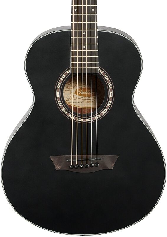 Washburn Apprentice G Mini5 Acoustic Guitar (with Gig Bag), Black Matte, Body Straight Front
