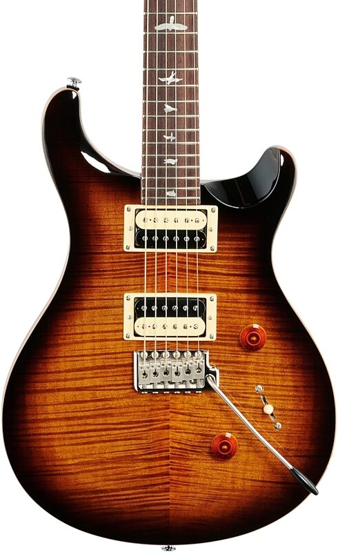 PRS Paul Reed Smith SE Custom 24 Electric Guitar (with Gig Bag), Black Gold Burst, Body Straight Front