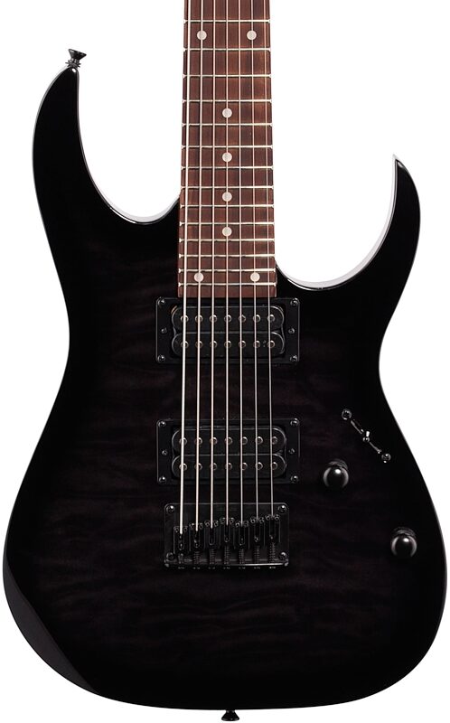 Ibanez GRG7221QA Gio Electric Guitar, Transparent Black Sunburst, Body Straight Front