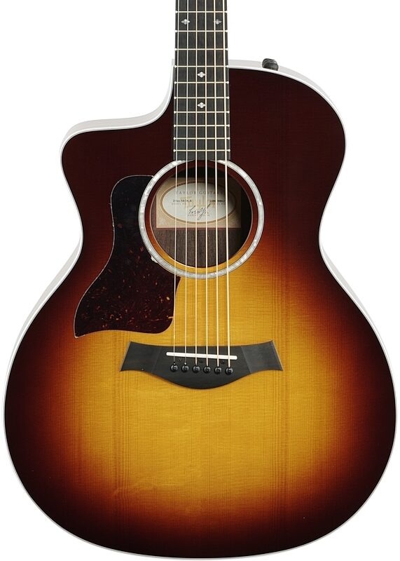 Taylor 214ce Deluxe Grand Auditorium, Left-Handed (with Case), Tobacco Sunburst, Body Straight Front
