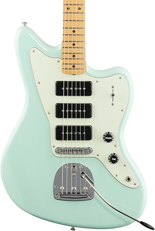 Fender Noventa Jazzmaster Electric Guitar (with Gig Bag), Surf Green, Body Straight Front