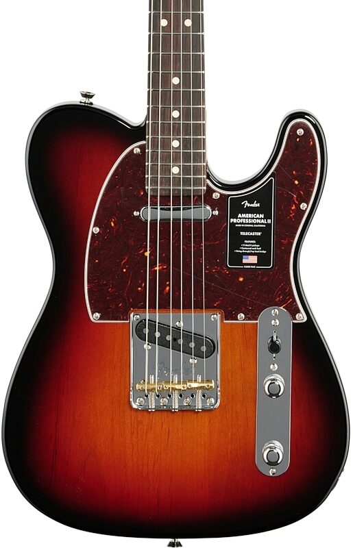 Fender American Pro II Telecaster Electric Guitar, Rosewood Fingerboard (with Case), 3-Color Sunburst, Body Straight Front