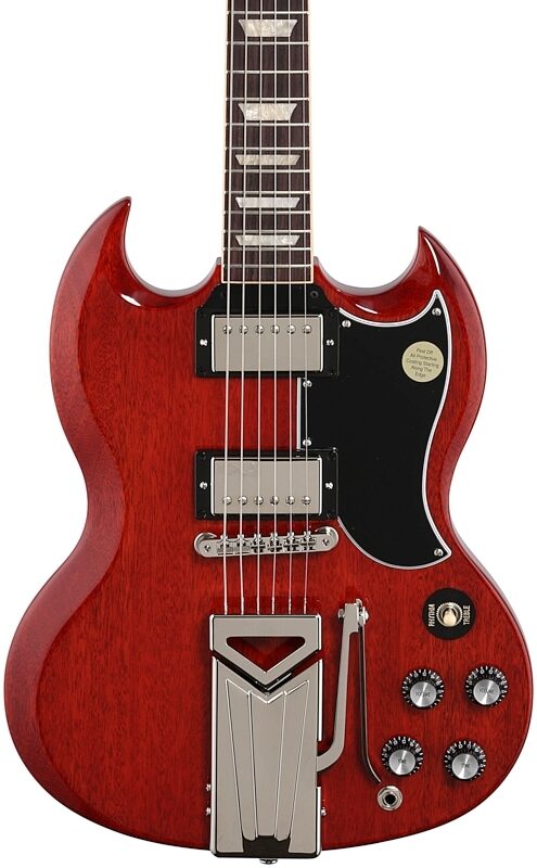 Gibson SG Standard '61 Sideways Vibrola Electric Guitar (with Case), Vintage Cherry, Body Straight Front