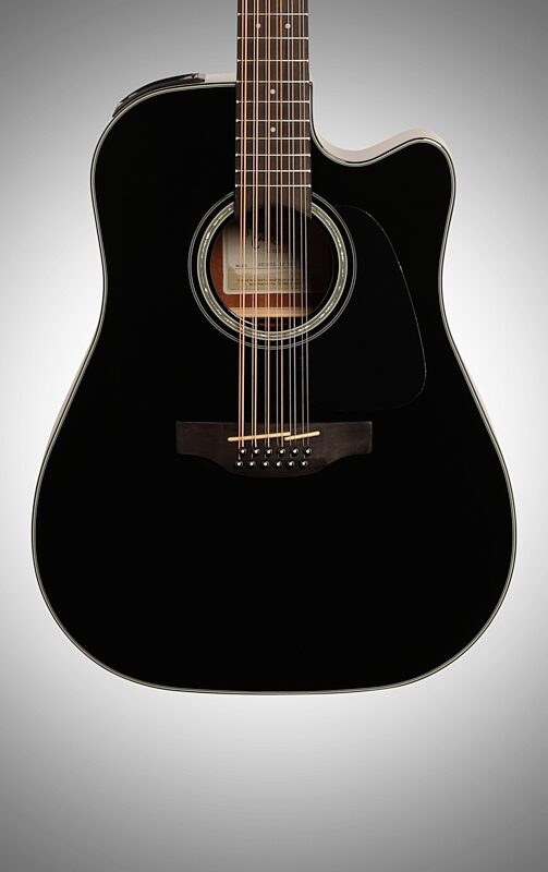Takamine GD30CE Cutaway Acoustic-Electric Guitar, 12-String, Black, Body Straight Front