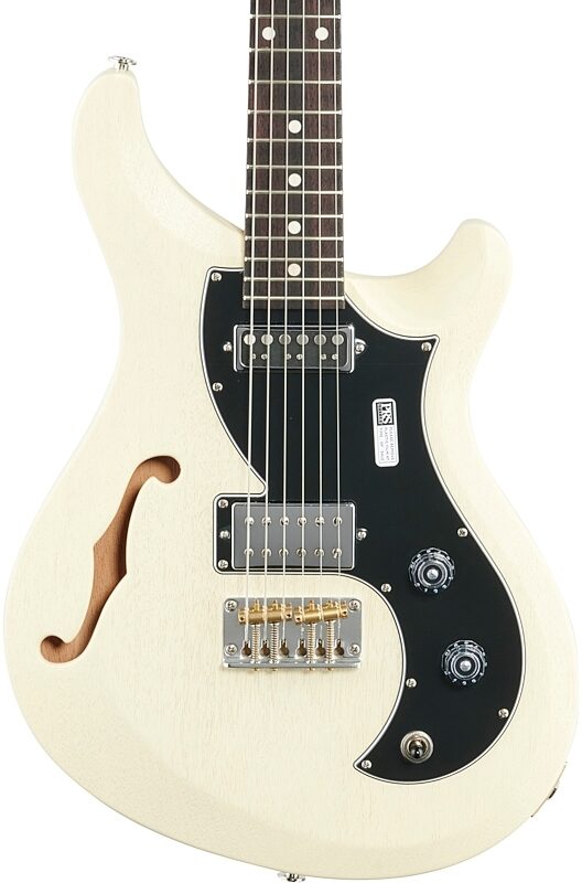 PRS Paul Reed Smith S2 Vela Semi-Hollow Satin Electric Guitar (with Gig Bag), Antique White, Body Straight Front