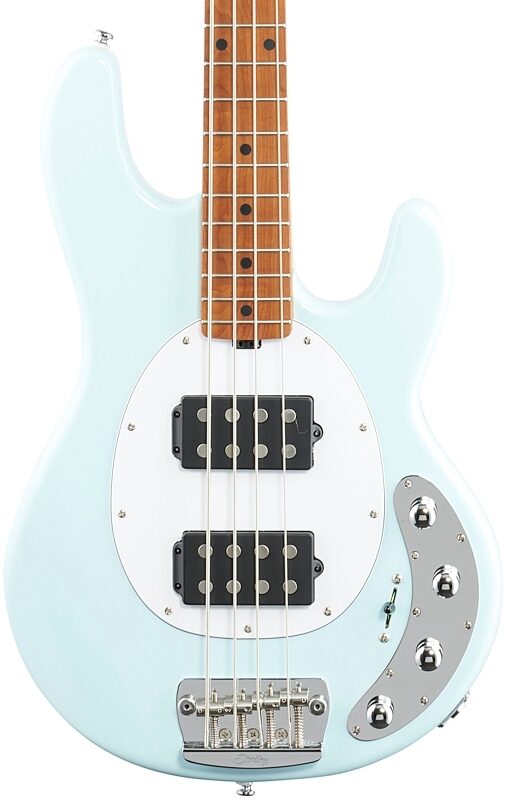Sterling by Music Man StingRay Ray34HH Electric Bass (with Gig Bag), Daphne Blue, Body Straight Front