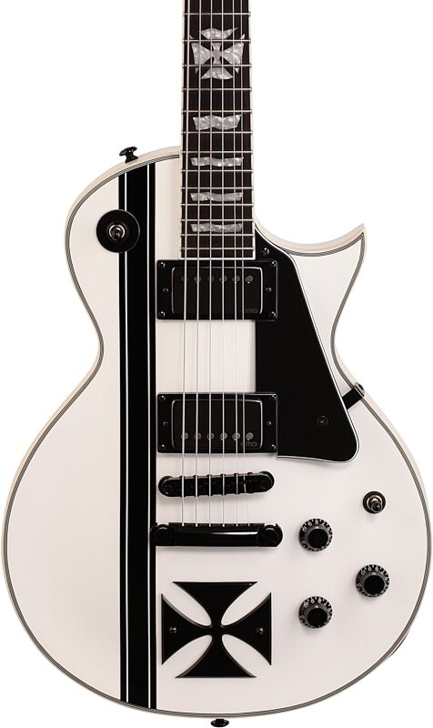 ESP LTD James Hetfield Iron Cross Electric Guitar (with Case), Snow White, Body Straight Front