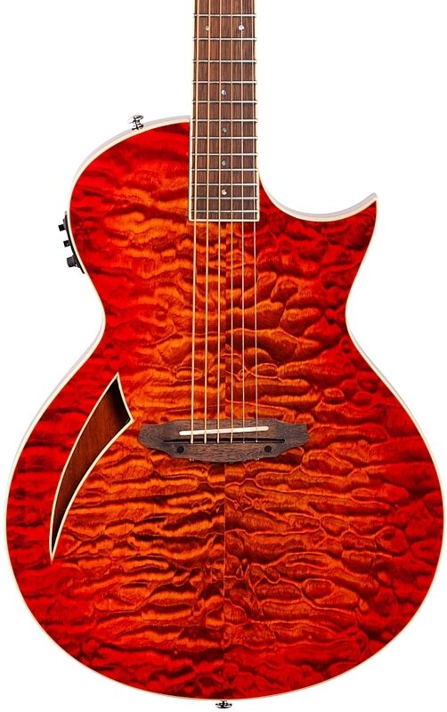 ESP LTD TL-6QM Acoustic-Electric Thinline Electric Guitar, Tiger Eye, Body Straight Front