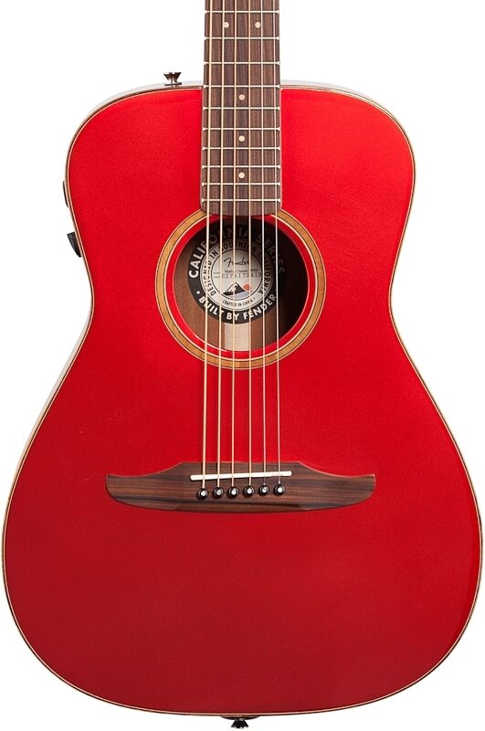 Fender Malibu Classic Hot Rod Acoustic-Electric Guitar (with Gig Bag), Red Metallic, Body Straight Front