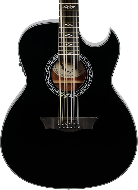 Dean Exhibition Acoustic-Electric Guitar, 12-String, Classic Black, Body Straight Front