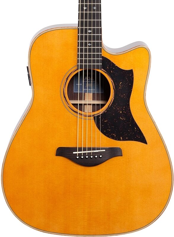 Yamaha A5R Dreadnought Acoustic-Electric Guitar (with Case), Vintage Natural, Body Straight Front