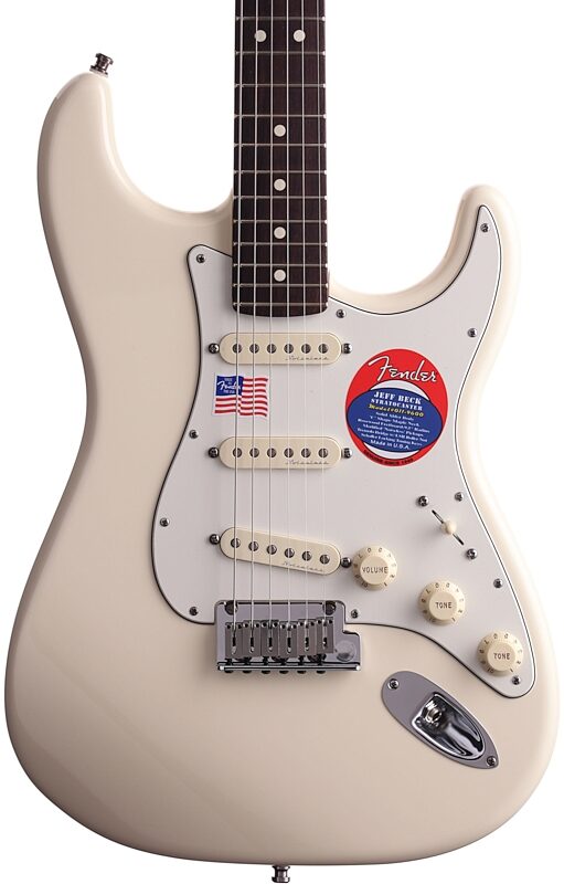 Fender Jeff Beck Stratocaster Electric Guitar (with Case), Olympic White, Body Straight Front