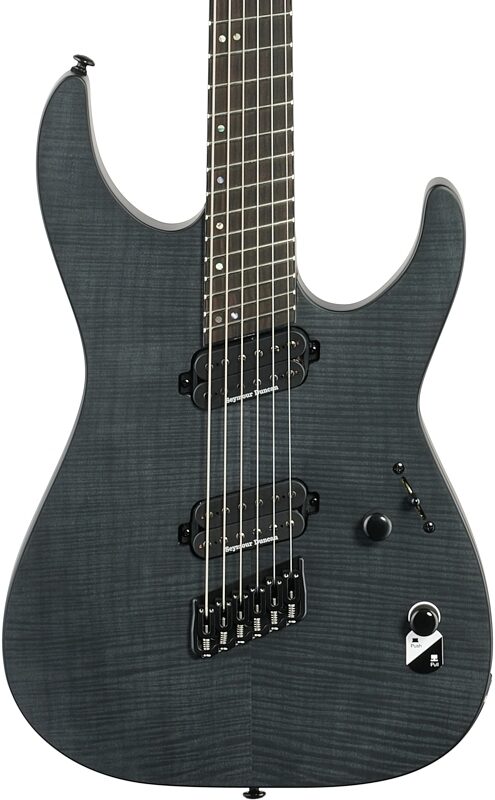 ESP LTD M-1000 Multi-Scale Electric Guitar, See-Thru Black Satin, Body Straight Front