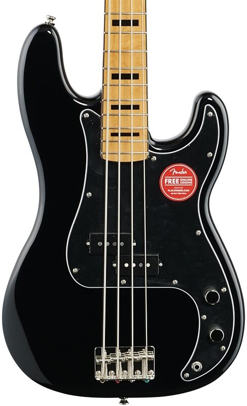 Squier Classic Vibe '70s Precision Electric Bass, with Maple Fingerboard, Black, Body Straight Front