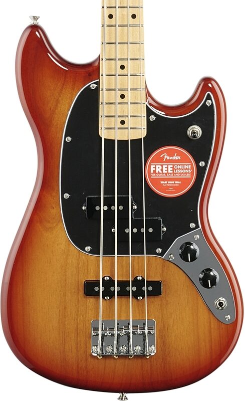 Fender Player Mustang Bass PJ Electric Bass, with Maple Fingerboard, Sienna Sunburst, Body Straight Front