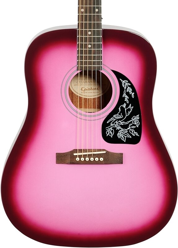 Epiphone Starling Dreadnought Acoustic Guitar, Hot Pink Pearl, Body Straight Front