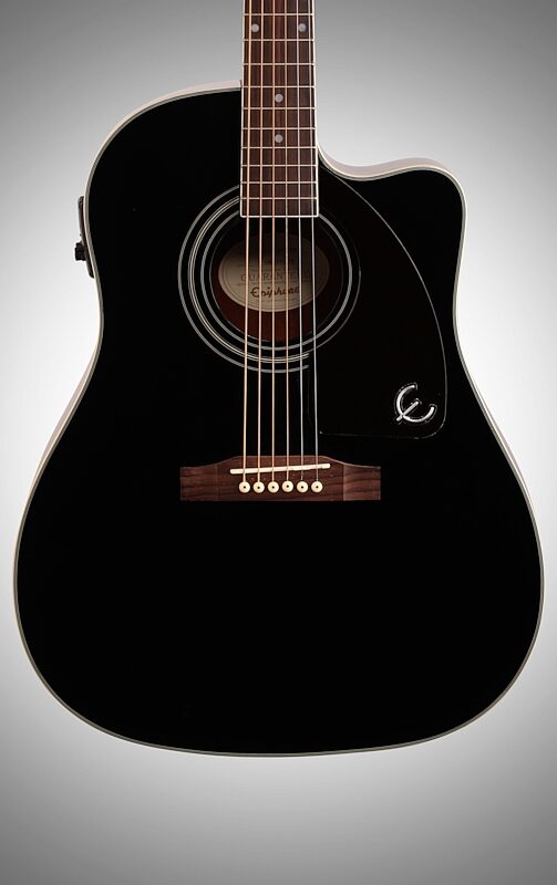 Epiphone AJ-220SCE Acoustic-Electric Guitar, Ebony, Body Straight Front