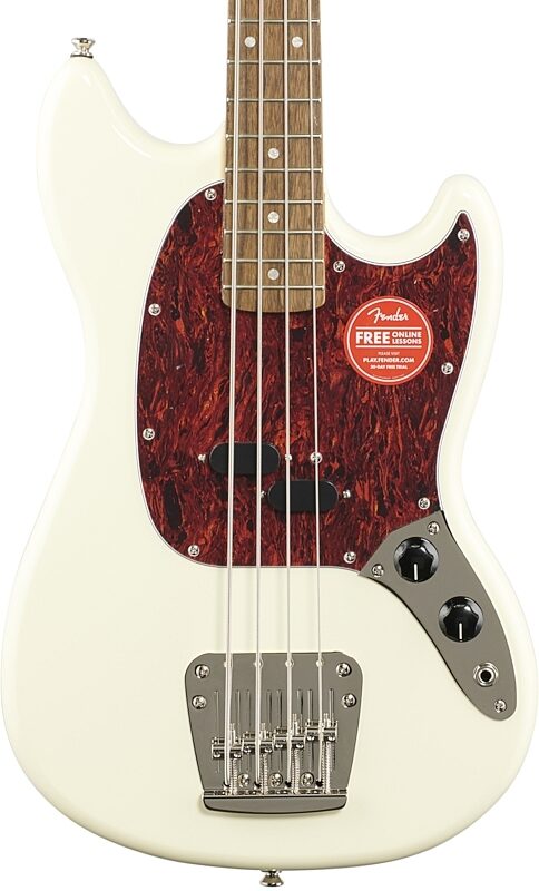 Squier Classic Vibe '60s Mustang Electric Bass, Laurel Fingerboard, Olympic White, Body Straight Front