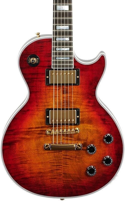 Gibson Custom Les Paul Axcess Figured Top Electric Guitar (with Case), Bengal Burst, Body Straight Front
