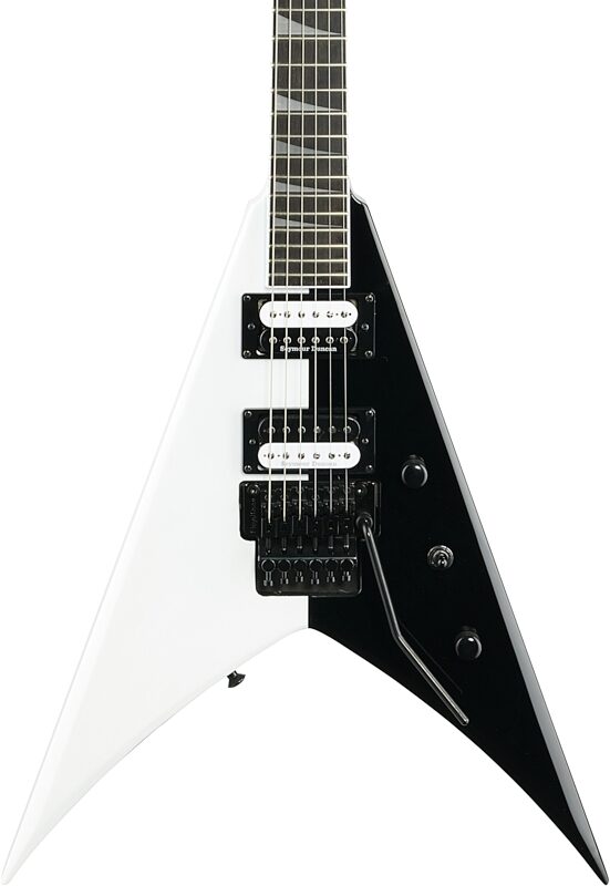 Jackson Pro King V KV Two-Face Electric Guitar, with Ebony Fingerboard, Black and White, Body Straight Front