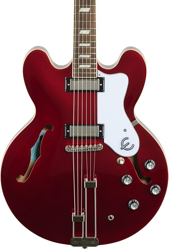 Epiphone Riviera Semi-Hollowbody Archtop Electric Guitar, Sparkling Burgundy, Body Straight Front