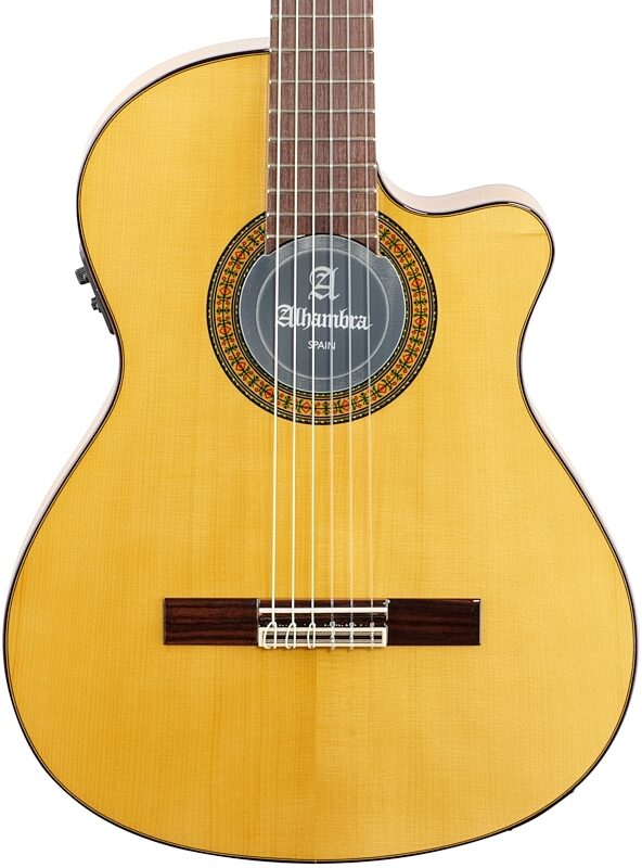Alhambra 3F-CTE1 Acoustic Electric Thin Body Studio Flamenco Classical Guitar, With Bag, Body Straight Front
