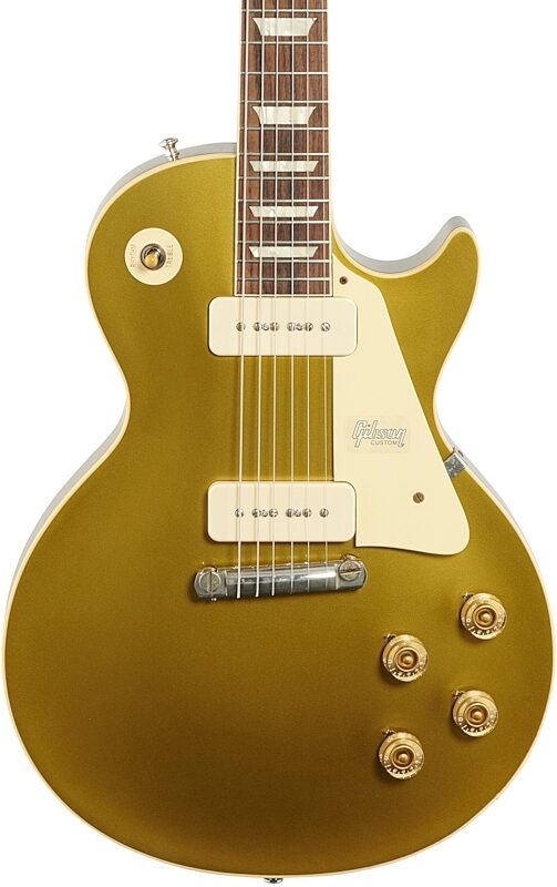 Gibson Custom Exclusive 1955 Les Paul Standard P90 All Gold VOS Electric Guitar (with Case), All Gold, Body Straight Front