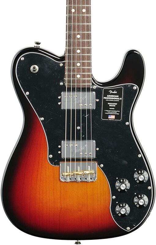 Fender American Pro II Telecaster Deluxe Electric Guitar, Rosewood Fingerboard (with Case), 3-Color Sunburst, Body Straight Front