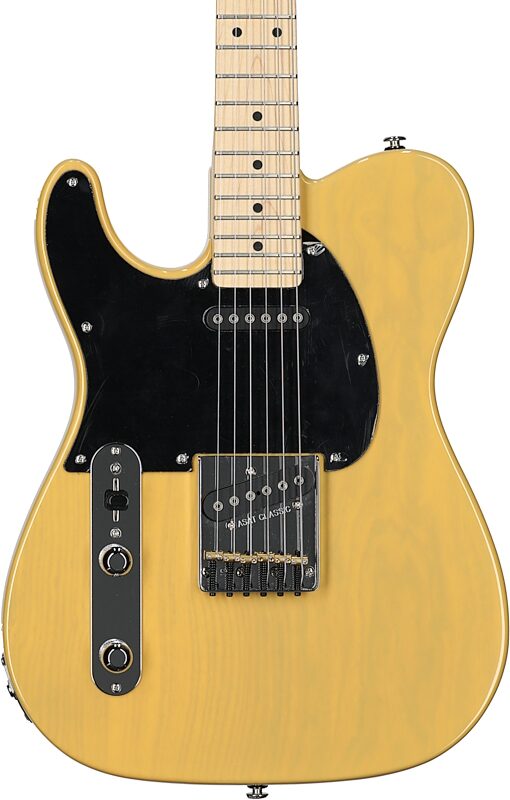 G&L Fullerton Deluxe ASAT Classic Electric Guitar, Left-Handed (with Gig Bag), Butterscotch, Body Straight Front