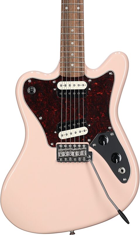 Squier Paranormal Super-Sonic Electric Guitar, with Laurel Fingerboard, Shell Pink, Body Straight Front