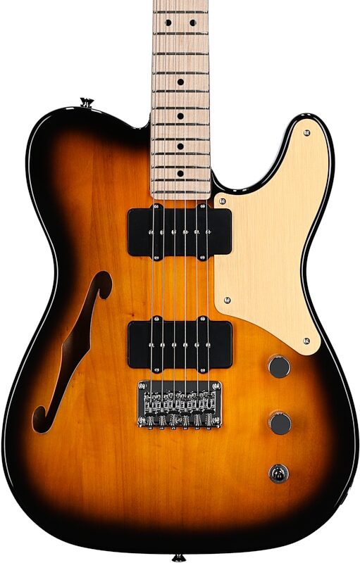Squier Paranormal Cabronita Telecaster Thinline Electric Guitar, Maple Fingerboard, 2-Tone Sunburst, Body Straight Front