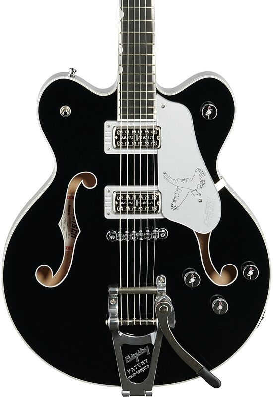 Gretsch G6636TSL Silver Falcon Center Block Electric Guitar (with Case), Black, Body Straight Front