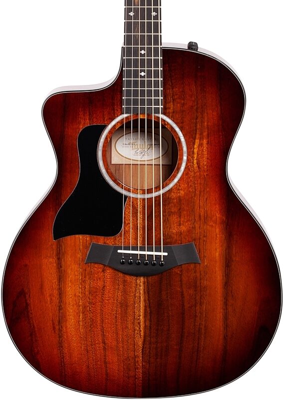 Taylor 224ce Deluxe Grand Auditorium Koa Acoustic-Electric Guitar, Left-Handed (with Case), Shaded Edge Burst, Body Straight Front
