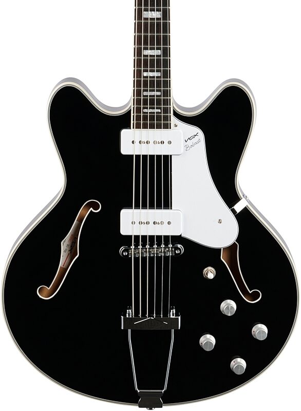 Vox Bobcat V90 Semi-hollowbody Electric Guitar (with Case), Black, Body Straight Front