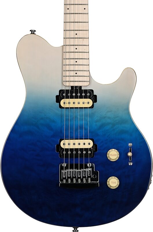 Sterling by Music Man AX3QM Axis Electric Guitar, Spectrum Blue, Body Straight Front
