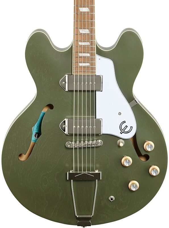 Epiphone Casino Worn Hollowbody Electric Guitar, Worn Olive Drab, Body Straight Front