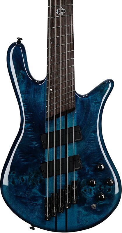 Spector NS Dimension Multi-Scale 5-String Bass Guitar (with Bag), Black and Blue Gloss, Body Straight Front