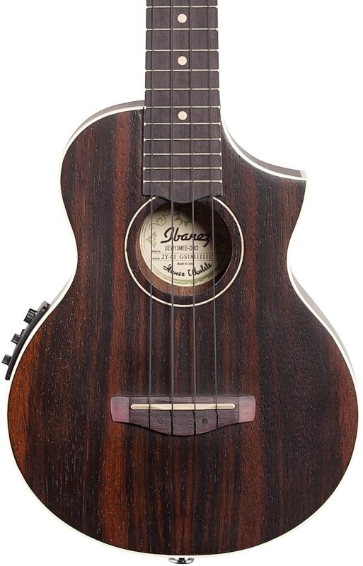 Ibanez UEW13MEE Acoustic-Electric Ukulele, Dark Brown Open Pore, Body Straight Front