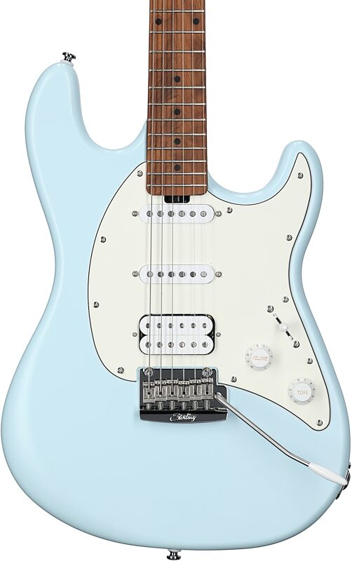 Sterling by Music Man CT50 Cutlass HSS Electric Guitar, Daphne Blue Satin, Body Straight Front